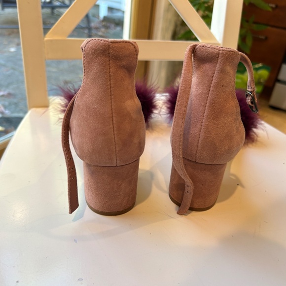 Sam Edelman low heel rose pink sandals with feathers size 8 - Picture 2 of 6